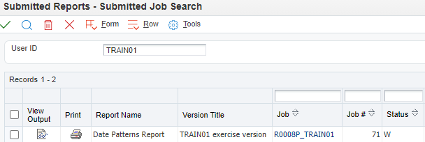Submitted Reprots - Submitted Job Search Form