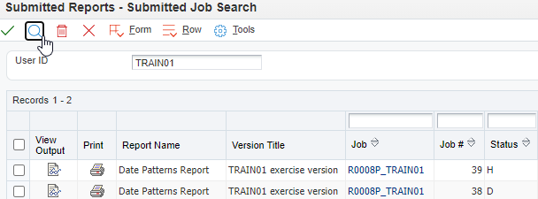 Submitted Reprots - Submitted Job Search Form