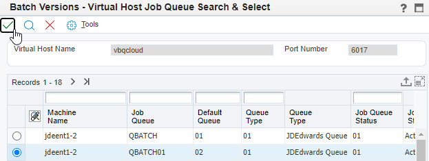 Batch Versions - Virtual Host Job Queue Search & Select