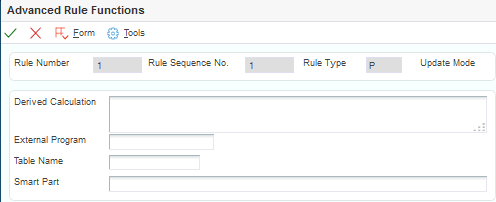 Advanced Rule Functions form