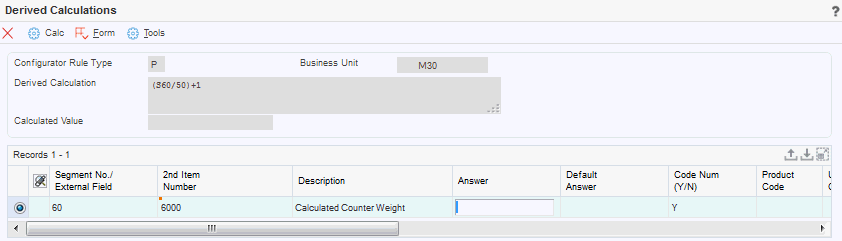 Derived Calculations form