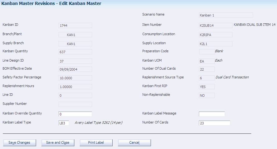 Edit Kanban Master form
