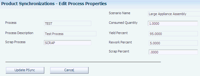 Edit Process Properties form