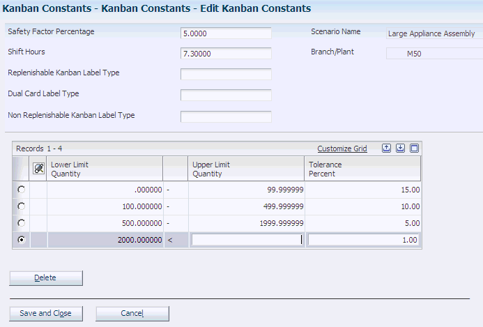 Edit Kanban Constants form