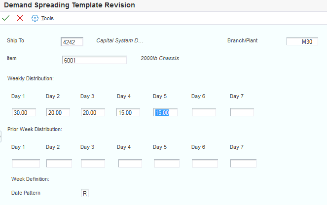 Demand Spreading Template Revision form.