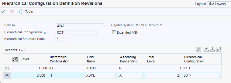 Hierarchical Configuration Definition Revisions form.