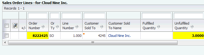 Fulfillment Workbench - Search form, Sales Order Lines for Unfulfilled Customers section