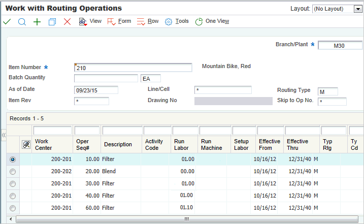 Enter Routing Information form