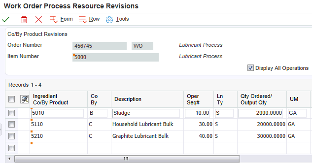 Work Order Process Resource Revisions form