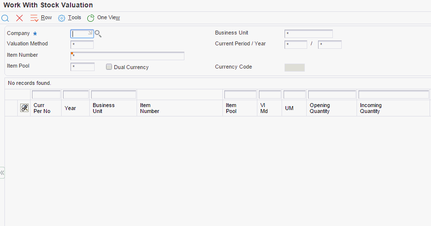 Work With Stock Valuation form