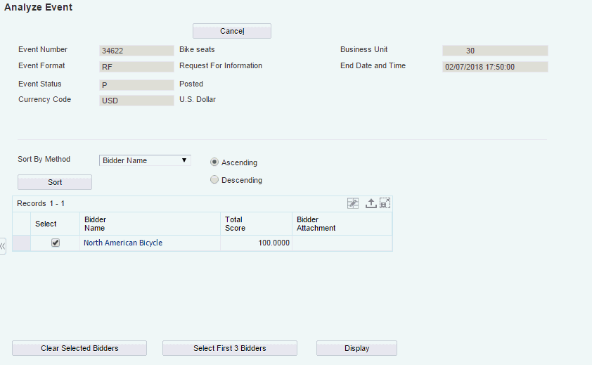 Analyze Event form (1 of 2)