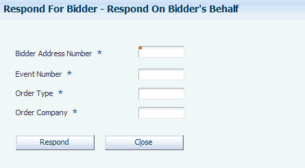 Respond on Bidder's Behalf form