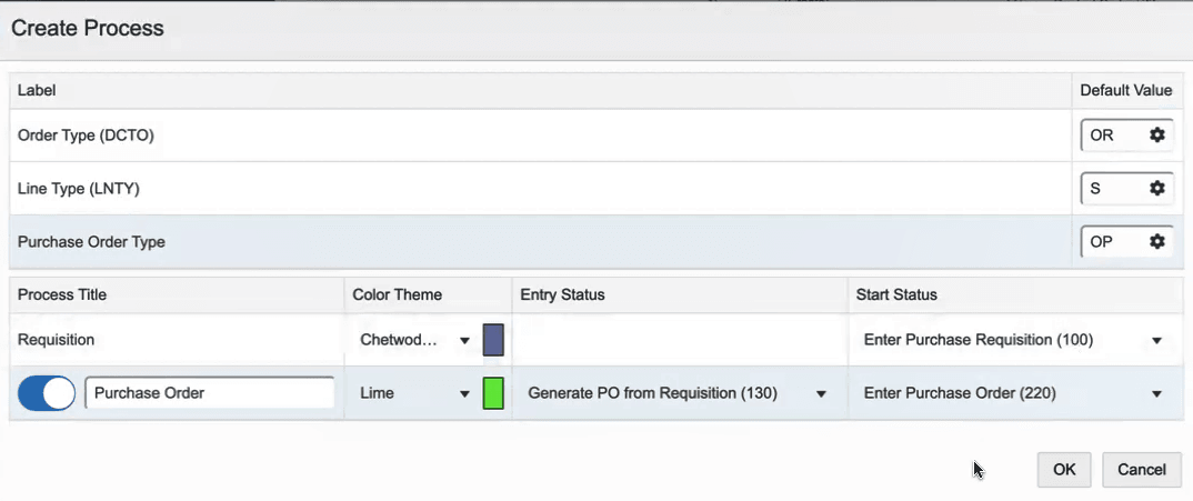 This is an image of the create process window.