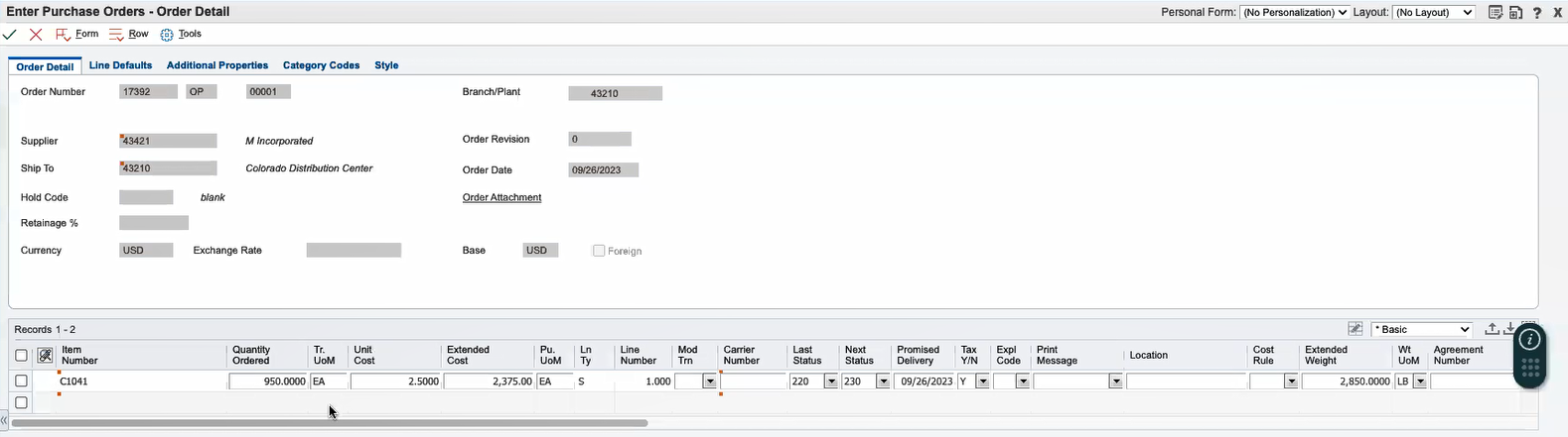 Order Details Program 