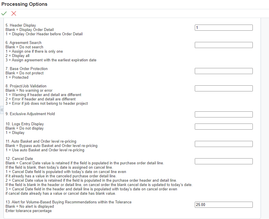 Alert for Volume-Based Buying Recommendations within the Tolerance processing option