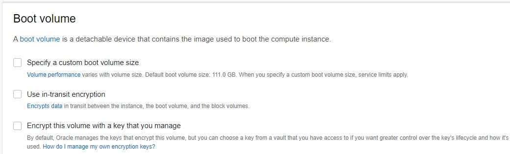 Configure Boot Volume - Custom Boot Volume Size