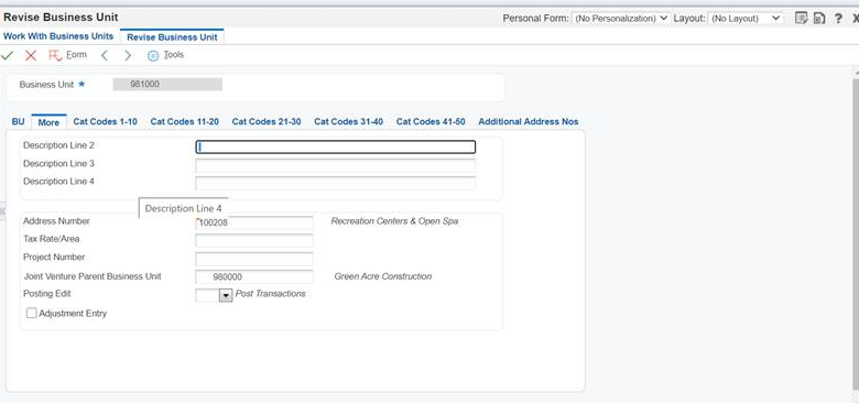 Revise Business Unit