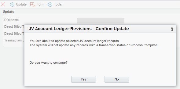 Update
                        Selected Confirmation Window