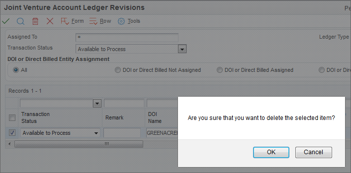 Delete
                        Warning Message