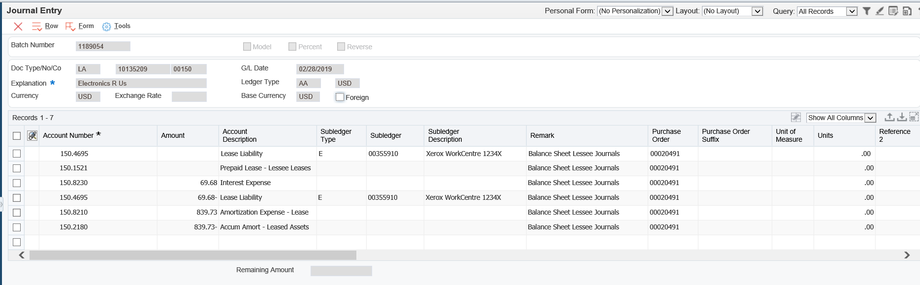Journal entries after Q1