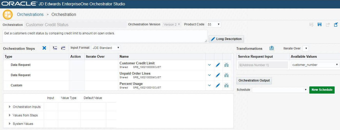 Customer Credit Status orchestration in the Orchestration design page