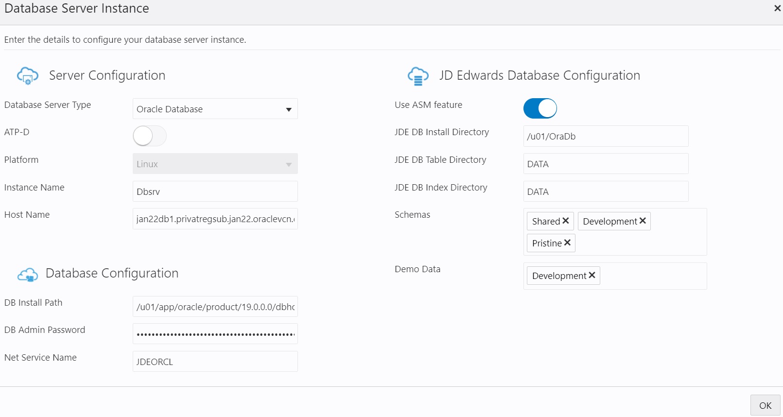 JD
                                      Edwards Database Server Details