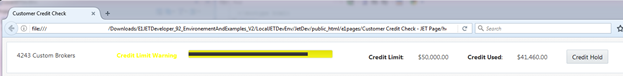 Customer Credit Check - JET Pageのテスト