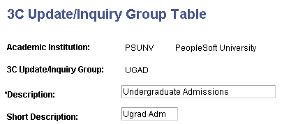 3C Update/Inquiry Group Table page