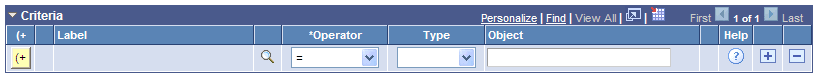 Criteria Grid – Initial Row