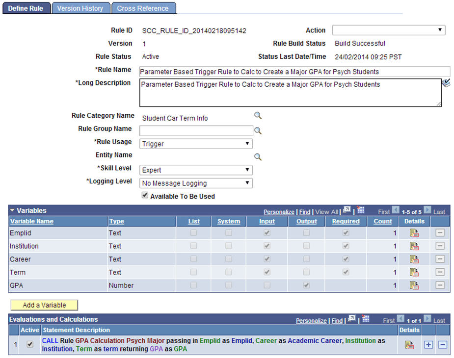 Define Rule page for Creating Method B Trigger for Rules Engine User Interface Integration Example Define Rule page for Creating Method B Trigger for Rules Engine User Interface Integration Example