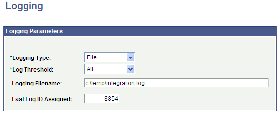 Example of how the Logging page can be set up Example of how the Logging page can be set up