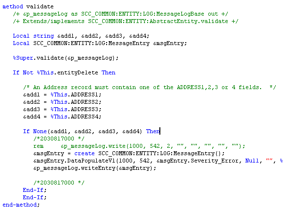 Examples of validation done inside the SCC_SL_TRANSACTION:INTFC.Address application class Examples of validation done inside the SCC_SL_TRANSACTION:INTFC.Address application class