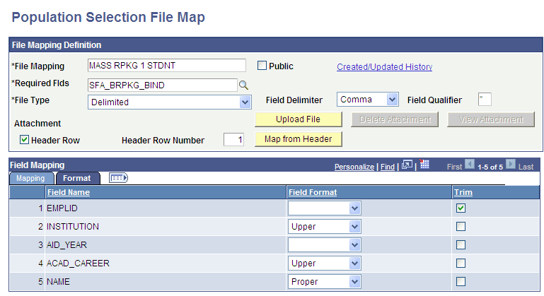 Population Selection File Map - Format tab Population Selection File Map - Format tab