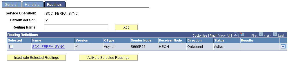 Routings page (FERPA -Family Educational Rights and Privacy Act)