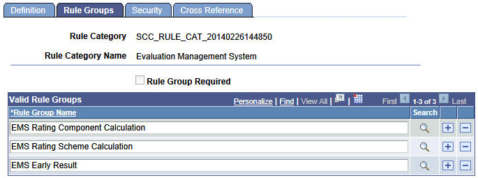 Rule Category - Rule Groups page: Evaluation Management System Rule Category - Rule Groups page: Evaluation Management System