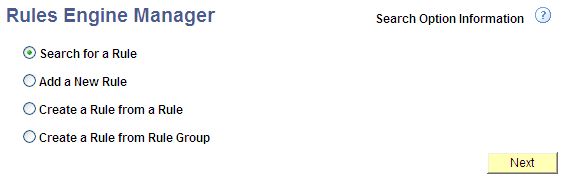 Rules Engine Manager Search page Rules Engine Manager Search page
