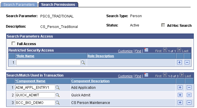 Search Permissions page Search Permissions page