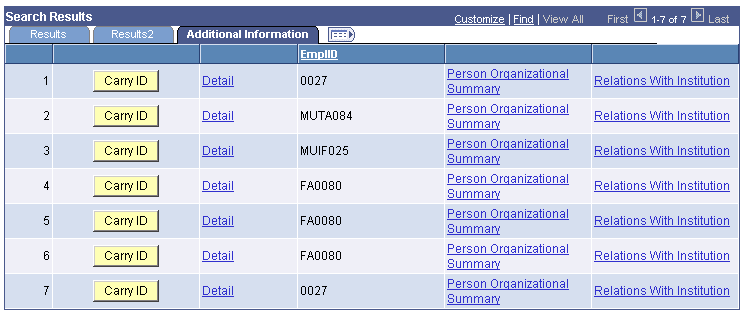 Search Results page, Additional Information tab (for an automatic search) Search Results page, Additional Information tab (for an automatic search)