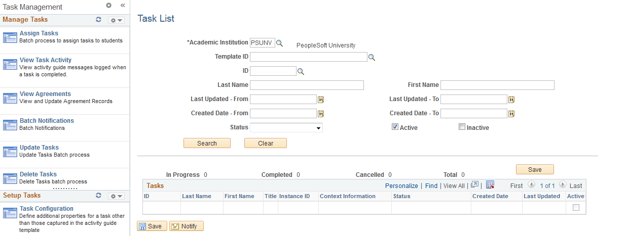 Task Management WorkCenter