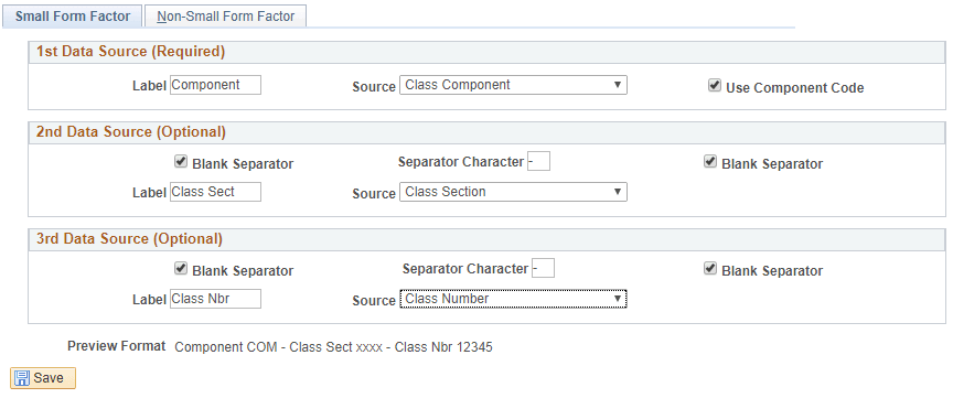 Class Label Setup page For Small Form Factor Class Label Setup page For Small Form Factor