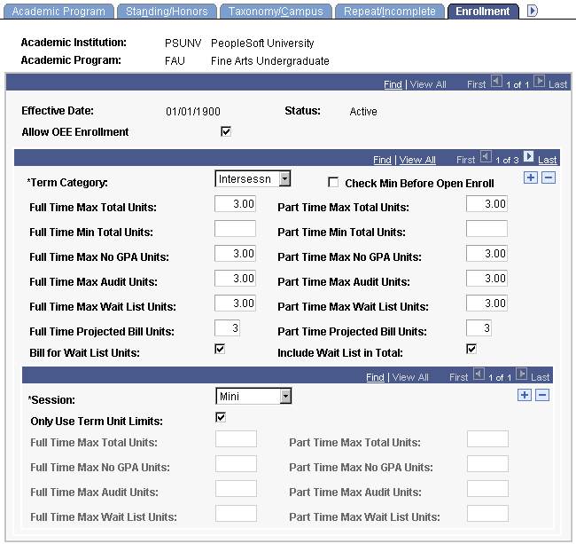 Enrollment page Enrollment page