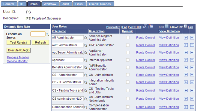 Example of Roles page