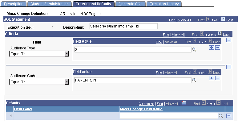 Criteria and Defaults page Criteria and Defaults page