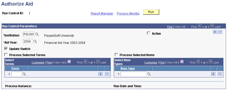Authorize Aid page