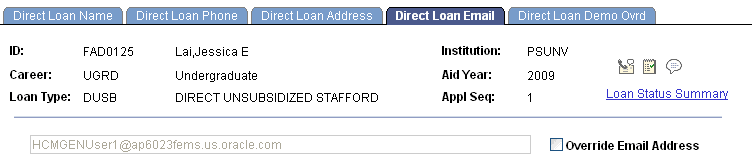 Direct Loan Email page Direct Loan Email page