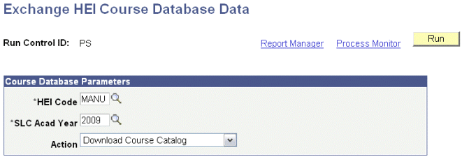 Exchange HEI (higher education institution) Course Database Data page