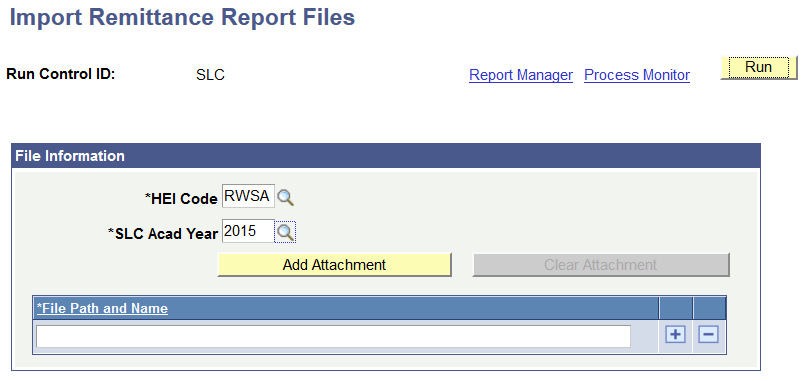 Import Remittance Report Files page Import Remittance Report Files page