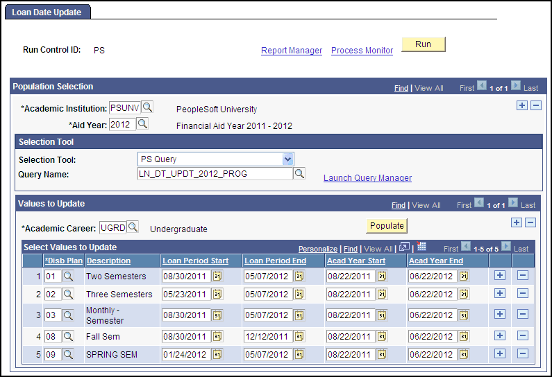 Loan Date Update page