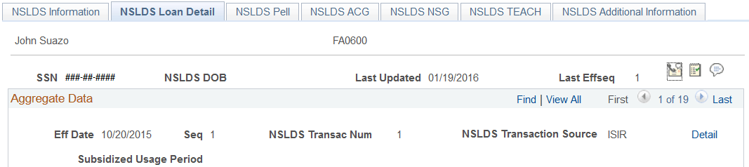 NSLDS Loan Detail (1 of 2) NSLDS Loan Detail (1 of 2)