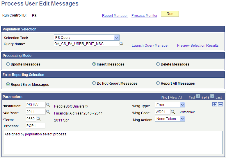 Process User Edit Messages page Process User Edit Messages page
